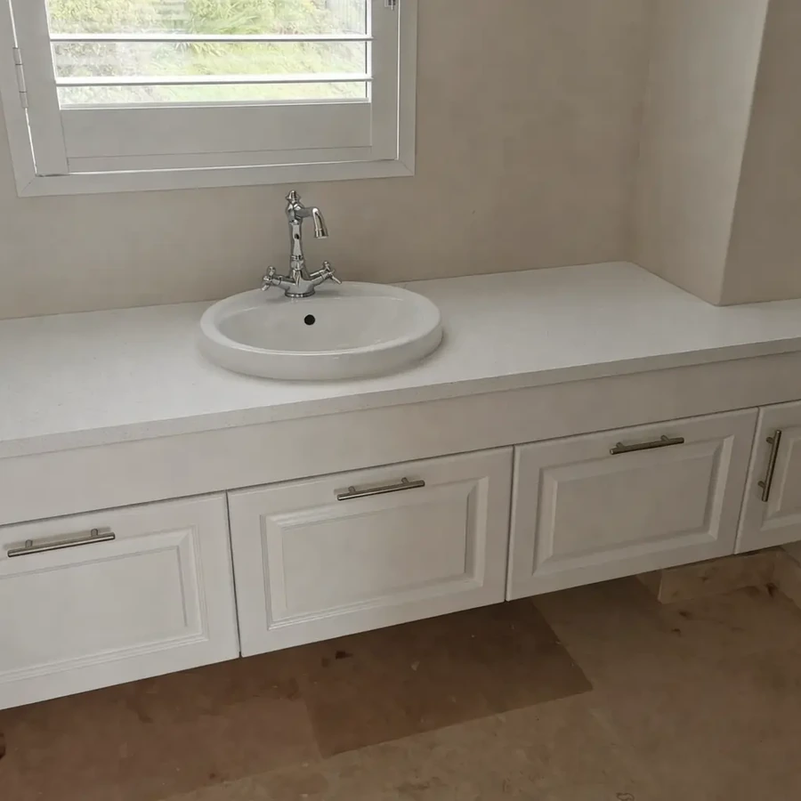 Duco painted vanity with drop in basin by DSK Woodwork